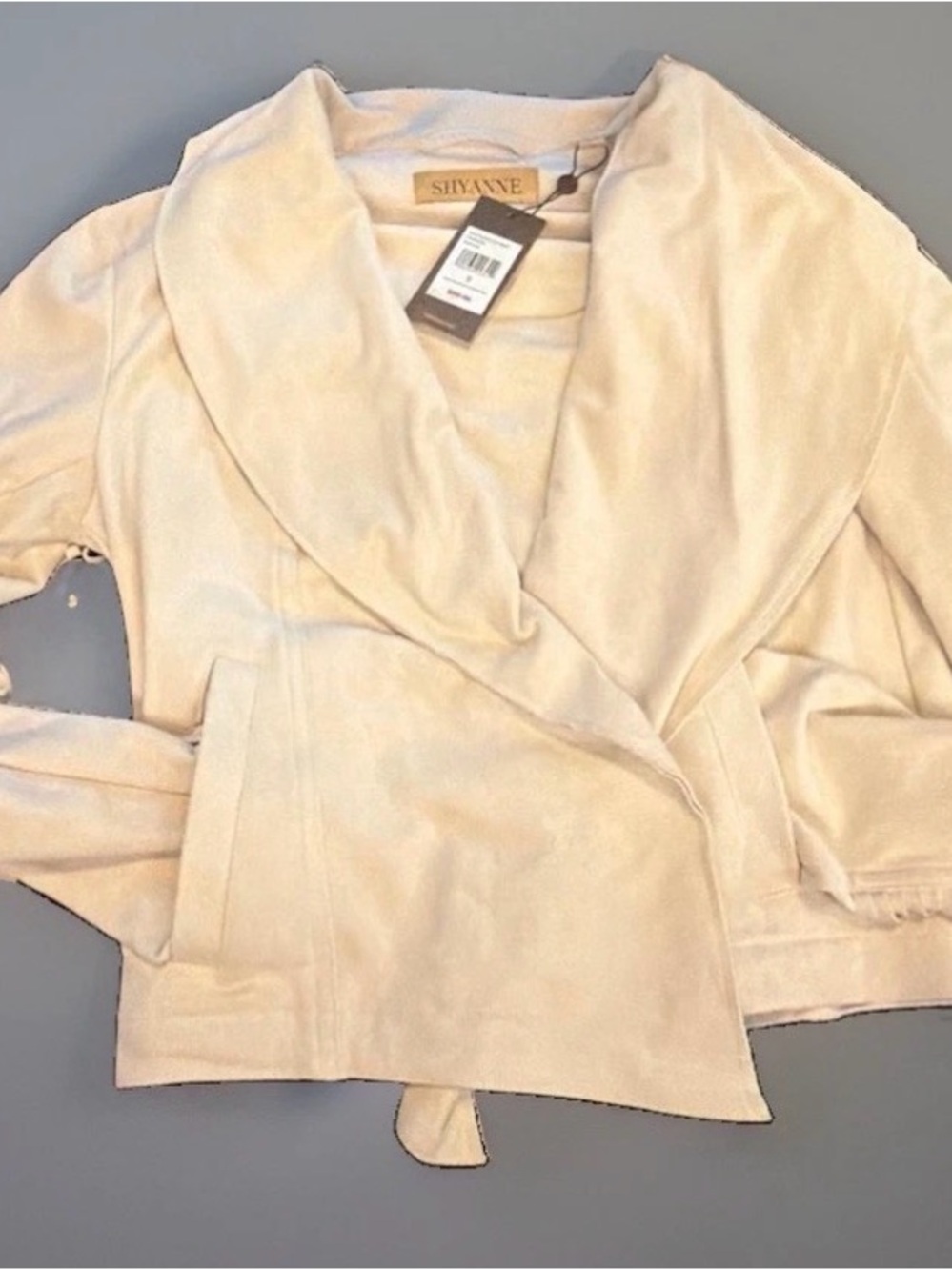NWT Shyanne Soft Cream Shawl-Collar Women's Suede Jacket